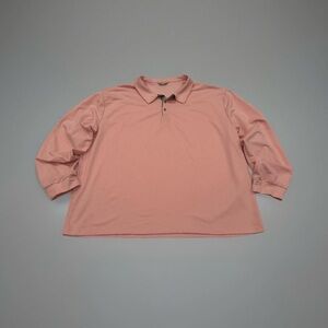 Royaura Men’s 3XL XXL pink salmon long sleeve polo shirt vintage Button Flannel